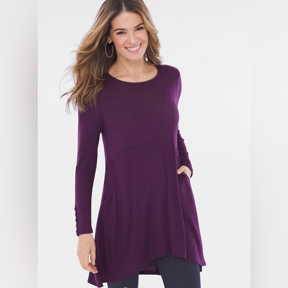 Chico’s Button Back Swing Tunic Chico’s Size 3P / Large (16) Petite
